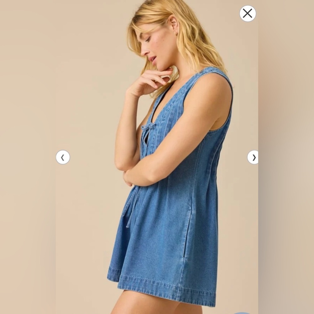 Altar'd State Evie Denim Romper- NWOT - Picture 2 of 7